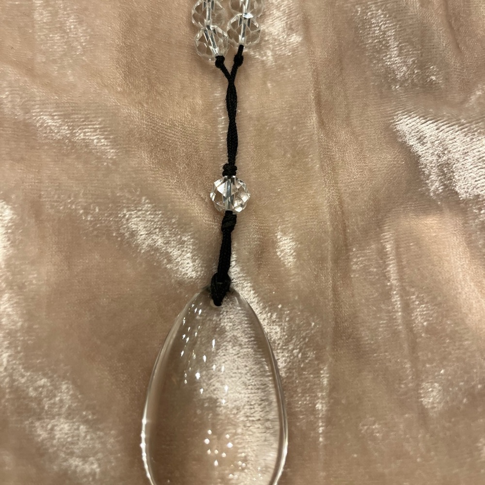 Vintage crystal necklace on black cord